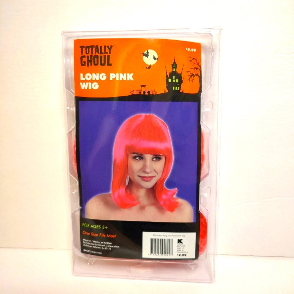 New Hot Pink Wig Totally Ghoul Halloween Costume Cosplay Hair Extensions Item